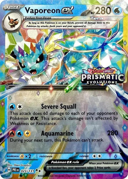 Vaporeon ex Prismatic Evolutions Surprise Box Promo Stamped